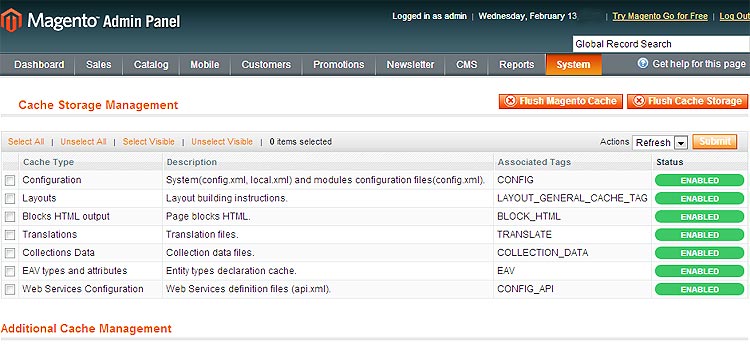 Magento voor cache management